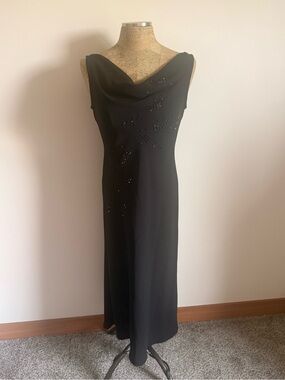 S.L. Fashions Black Beaded Cowl-Neck Maxi Dress